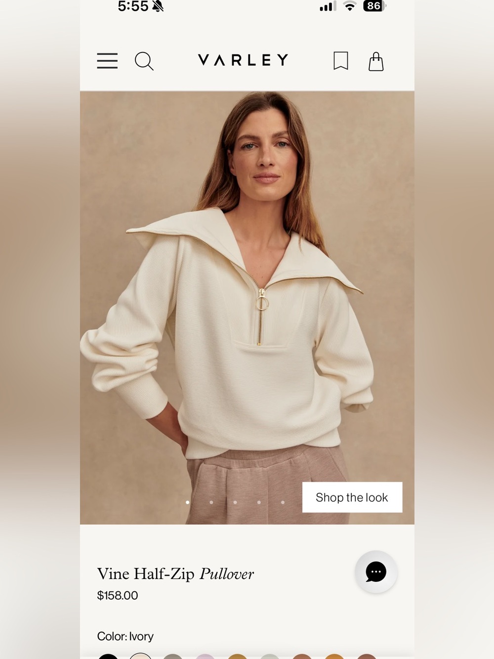 Varley Cream Ribbed Half-Zip Pullover Sweater oversized ptp 24 length 27